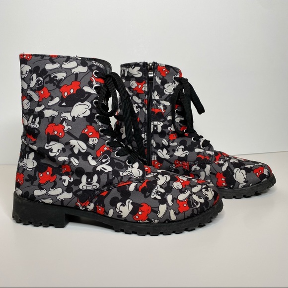 Disney Shoes - Disney Mickey Mouse Fabric Combat Boots. Size 10